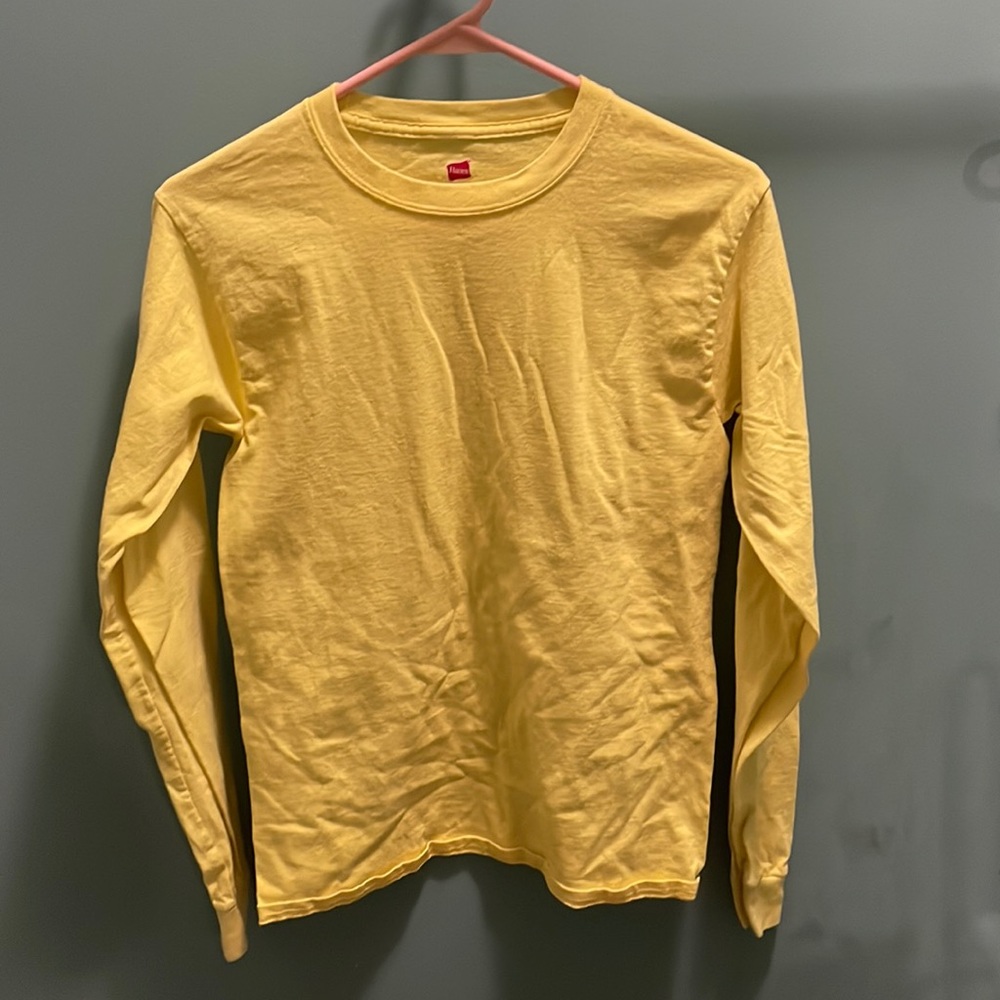 Yellow Long Sleeves Plain Top
